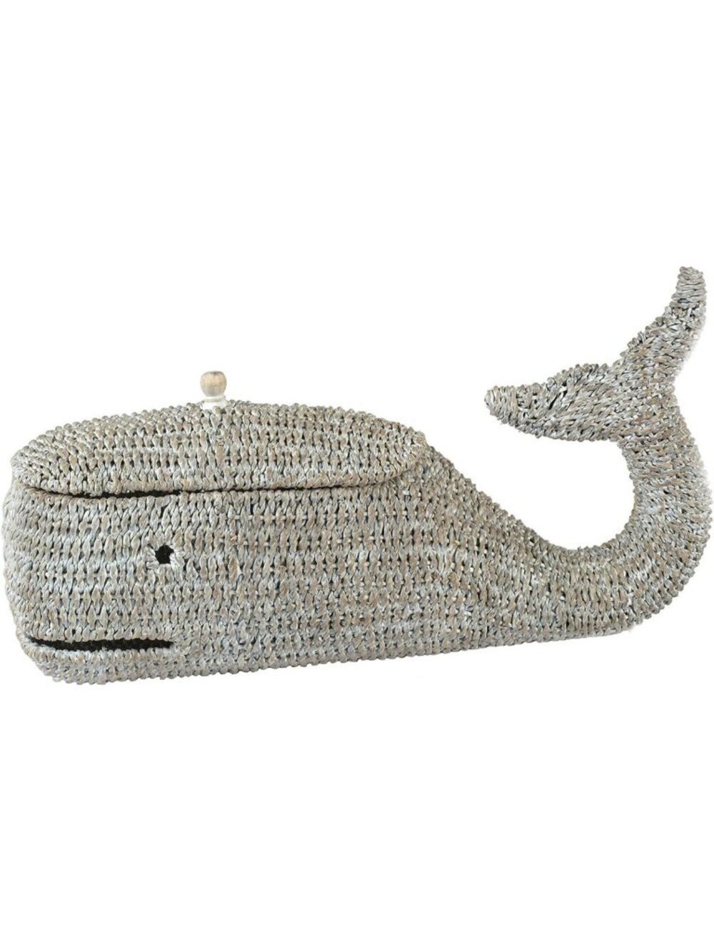 Whale-Shaped Woven Rope Storage Box with Lid - Stylish Grey Home Decor